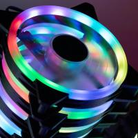 rgb日食散热静音12cm台式led变色双光圈水冷电脑机箱风扇主机极光