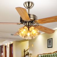 餐厅卧室带灯风扇现代北欧铁叶大风力吊扇灯餐厅小风扇木叶吊灯