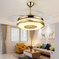 吊扇灯餐厅隐形风扇灯 客厅现代简约电扇灯变频卧室带风扇吊灯