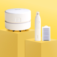 桌面吸尘器吸橡皮擦屑清洁机电动清理小学生少女心自动迷你可充电款桌上儿童铅笔屑|白色(充电款)+白色电动橡皮(送橡皮替芯)