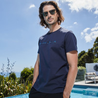 Nautica Underwear 春夏男士时尚印花圆领短袖上衣白体恤