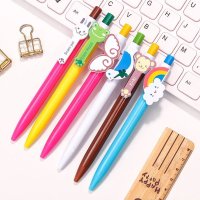 韩国文具按动可爱卡通学生彩虹蓝芯圆珠笔个性油笔创意办公原子笔