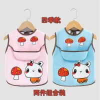 宝宝吃饭罩衣防水防脏儿童围裙夏天女童无袖薄款洋气男孩幼儿饭兜