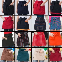 服务员男女半身短款黑色小围裙酒店饭店西餐厅咖啡厅厨房厨师围裙