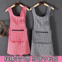 纯棉围裙成人女家用厨房防油上班饭店工作服韩版时尚可爱围兜罩衣