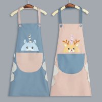 厨房围裙女新款可定制防水防油pvc背带吊带家用做饭工作服可爱