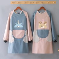 家用长袖围裙女防水防油厨房网红可爱罩衣大人韩版工作服男士定制