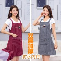 新款围裙2020奶茶店工作服女男时尚韩式棉布厨房家用防水防油围腰