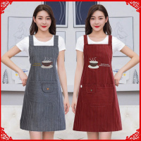 棉布围裙厨房家用奶茶店餐厅饭店可爱办公工装咖啡厅男女做饭印字