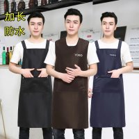 男士加长防水无袖围裙厨房防油成人罩衣拉链兜围腰时尚男女工作服
