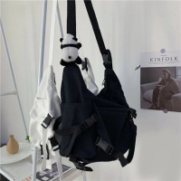 ins日系原宿暗黑风机能工装帆布包女韩国百搭纯色学生单肩斜挎包