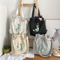 帆布包女学生新款韩版大容量百搭抽绳多用时尚日系单肩斜挎手提袋
