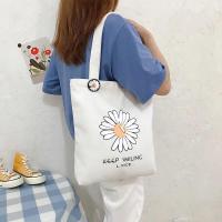 雏菊帆布包百搭小清新女单肩手提包韩版简约休闲中小学生帆布包袋