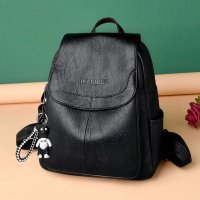 双肩包女2020新款潮韩版时尚百搭个性休闲包包pu软皮书包旅行背包