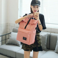 大容量书包女学生韩版校园原宿森系高中生双肩包ins超火背包男潮 浅粉色 加强版小号
