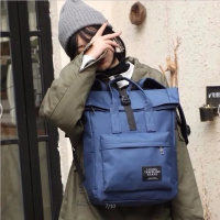 大容量书包女学生韩版校园原宿森系高中生双肩包ins超火背包男潮 深蓝色 加强版小号