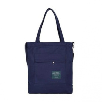 ins个性慵懒风拼接帆布包多用双肩包女斜挎包学生韩版书包女单肩 蓝色拉链兜-送长肩带