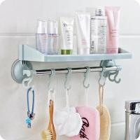 卫生间置物架浴室毛巾架免打孔厨房整理收纳架吸盘卫浴收纳盒 北欧蓝 2个装