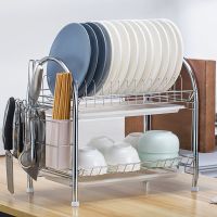 [送刀架挂钩]碗碟架沥水架碗架收纳架用品厨房置物架碗筷收纳盒 [加厚U2白盘]+砧板架+筷筒+刀架