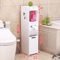 浴室收纳储物柜卫生间置物架落地防水马桶边柜侧柜厕所夹缝置物柜 高90正宽22侧宽25垃圾桶