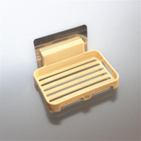 吸壁式卫生间置物架免打孔墙面浴室置物架厨房调料架厕所收纳架盒 香皂架浅黄[2个装]