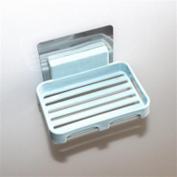 吸壁式卫生间置物架免打孔墙面浴室置物架厨房调料架厕所收纳架盒 香皂架浅蓝[2个装]