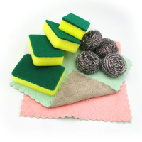 家庭厨房清洁用品套装钢丝球 金刚砂 百洁布洗刷王海绵擦实惠套装 10件套(4)