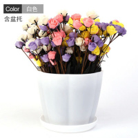 塑料花盆绿萝圆形特大号吊兰塑料个性加厚加仑家用花盆带托盘 白色花瓣盆 [2个]特大号口径约19.5厘米