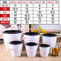 懒人花盆自动吸水花盆白色圆形多肉绿萝免浇水小塑料花盆 白色3个装[送生根粉+复合肥] 中号(直径12.5厘米)