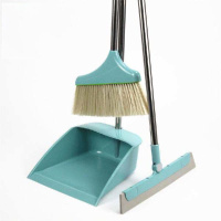 扫把魔法扫把卫生间刮水扫把地刮浴室玻璃地板推水扫帚刮水神器 时尚北欧蓝[扫把+簸箕]三件套