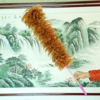 鸡毛掸子鸡毛扫家用车用不毛 80厘米加厚加密不锈钢真鸡毛掸子