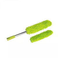 可弯曲拆洗雪尼尔鸡毛掸子 除尘掸扫灰静电清洁天花板墙 除尘掸子 绿色+备用布 不弯曲直杆总长58cm