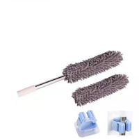 可弯曲拆洗雪尼尔鸡毛掸子 除尘掸扫灰静电清洁天花板墙 除尘掸子 灰色+备用布+收纳架 不弯曲直杆总长58cm