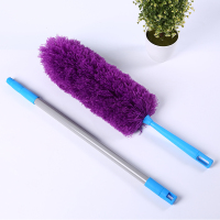 鸡毛掸子家用不毛可弯曲可伸缩加长灰尘掸车用除尘掸子 紫色+1.2米伸缩杆