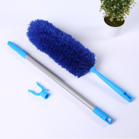 鸡毛掸子家用不毛可弯曲可伸缩加长灰尘掸车用除尘掸子 深蓝色+1.2米伸缩杆+衣叉头