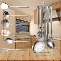 [六件套送吊架]不锈钢厨具套装套锅铲套装勺子炒菜铲子厨房用具 加厚六件套[如图送吊架]