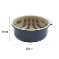 双层镂空水果盆洗水果沥水篮家用水果篮创意塑料洗菜篮厨房洗菜盆 北欧蓝 小号+大号(二件套)