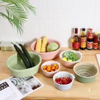 双层家用沥水篮厨房塑料洗菜篮水果盆漏盆收纳筐淘米神器抖音同款 北欧炫酷紫 中号+小号+5包樟脑丸[套餐二]