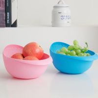 淘米器洗米筛沥水篮厨房用品家用多功能加厚淘米盆塑料洗菜果蔬篮 淘米篮/水果篮/洗菜篮[多功能] 粉+绿[2个装]
