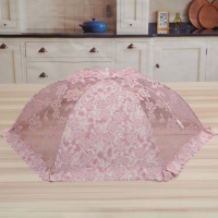 送挂钩]可折叠饭菜罩子防苍蝇伞罩家用食物盖菜罩饭桌遮菜餐桌罩 圆形六瓣花[紫色]装6个菜
