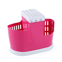 筷子筒筷子架挂式筷子笼家用多功能置物架塑料沥水刀架筷子收纳盒 玫红