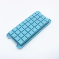 冰格冰块模具硅胶网红制冰模具家用冰块盒冰箱制冰盒速冻做冰神器 [带盖]食用级硅胶蓝色36格