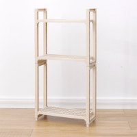 冲凉房浴室置物架置地式层架塑料放洗发水沐浴露架子卫生间收纳架 加高款卡其色三层