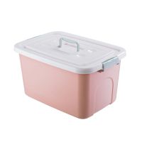 收纳箱塑料食品级透明收纳盒小号盒子宿舍学生简易整理箱储物箱子 特厚升级款北欧粉色特惠价[小号+小号]2个