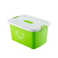 收纳箱塑料食品级透明收纳盒小号盒子宿舍学生简易整理箱储物箱子 绿色笑脸特惠价[小号+小号]2个