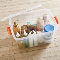 收纳箱塑料食品级透明收纳盒小号盒子宿舍学生简易整理箱储物箱子 高透明特惠价[加大号+加大号]