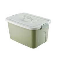 收纳箱塑料特大号装衣服被子加厚整理箱车载书籍家用储物箱收纳盒 北欧绿[高品质] 90L4个滑轮长58宽42高34厘米