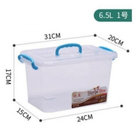 收纳箱塑料透明提手大号小号储物箱食品儿童玩具整理箱杂物收纳盒 透明白色 (1号+1号+1号)
