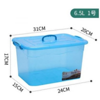 收纳箱塑料透明提手大号小号储物箱食品儿童玩具整理箱杂物收纳盒 透明蓝色 新款35升加韧带轮48*35*27