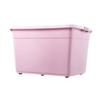 收纳箱塑料透明提手大号小号储物箱食品儿童玩具整理箱杂物收纳盒 新款北欧粉 新款30升不带轮(45*32*26)